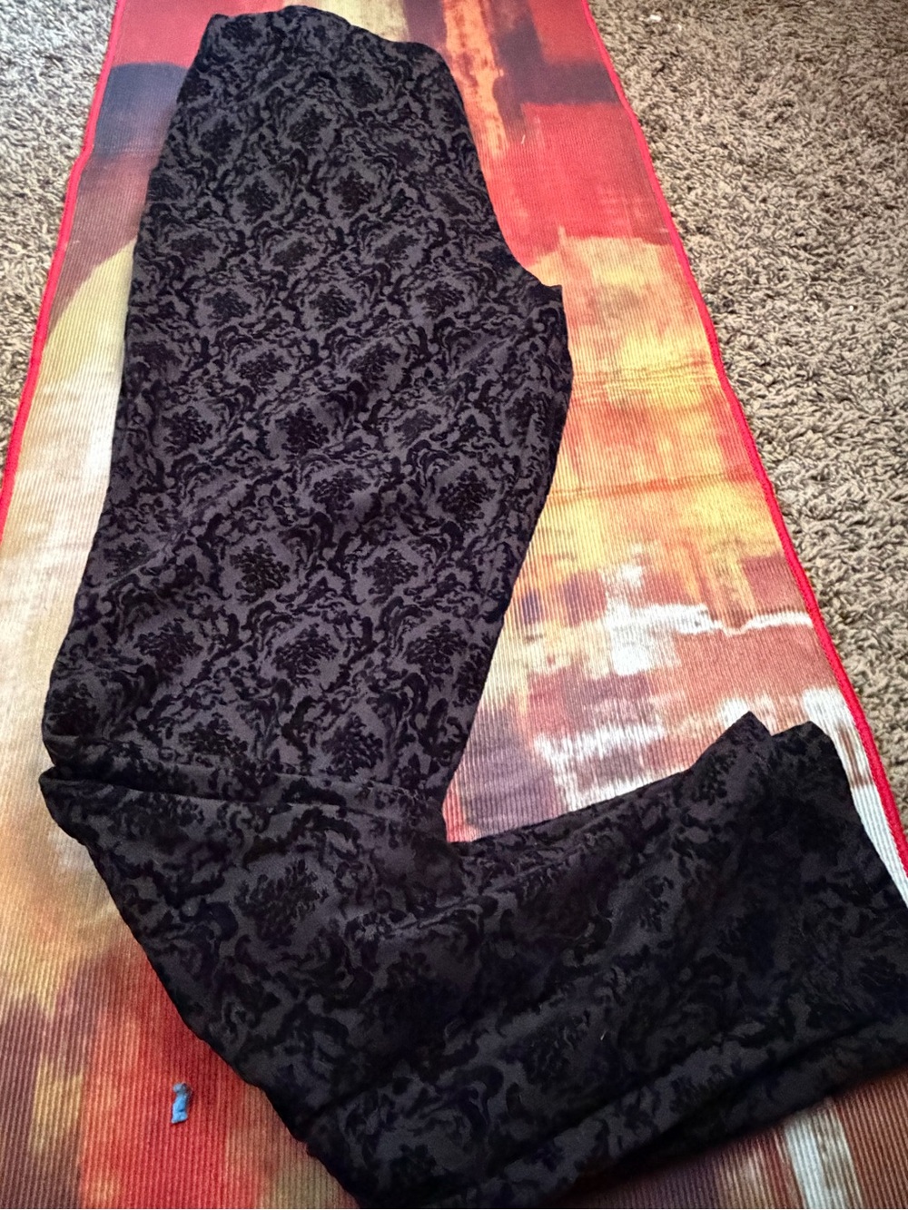 Black Damask Jacquard Pants